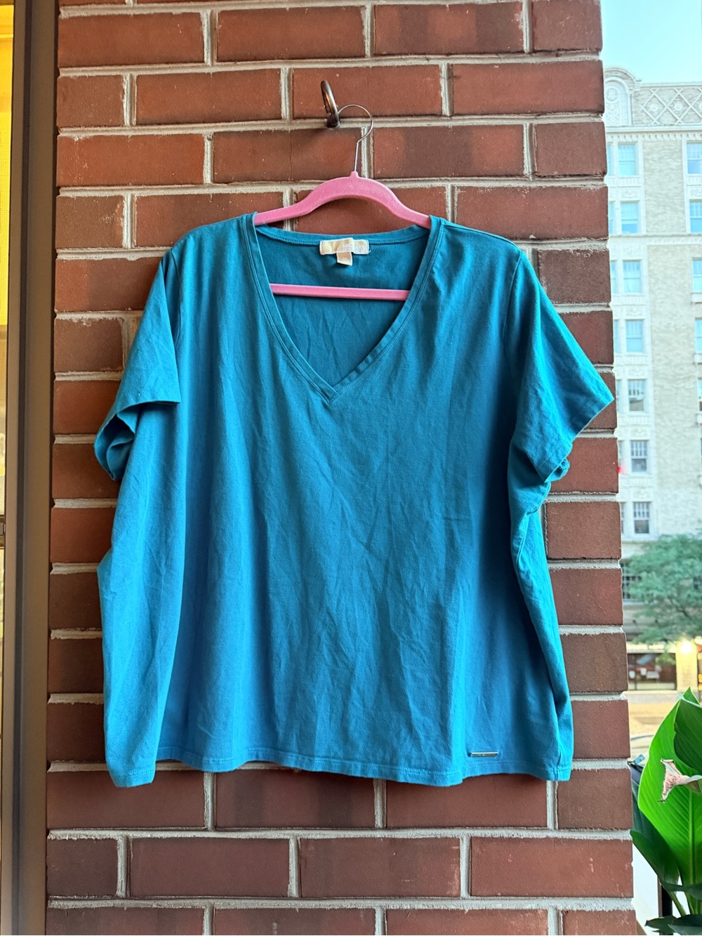 Michael Kors Teal V-Neck Short Sleeve Tee